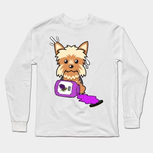 Naughty Yorkshire Terrier Spills a jar of grape jam! Long Sleeve T-Shirt